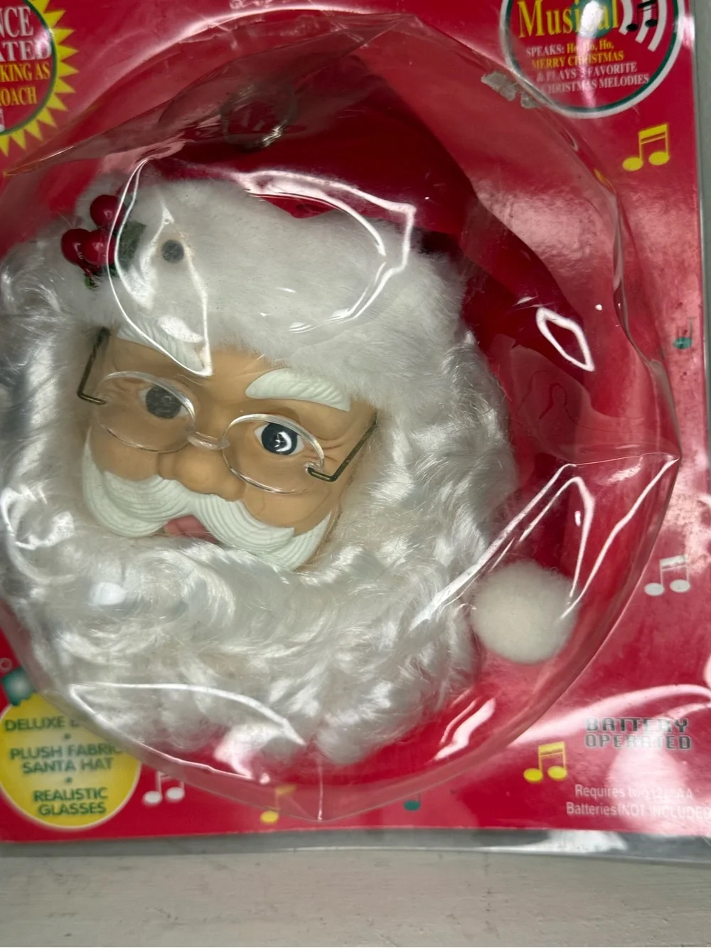 NIP Vintage Telco Santa Claus Head Wall Door Christmas Music Hanging decor